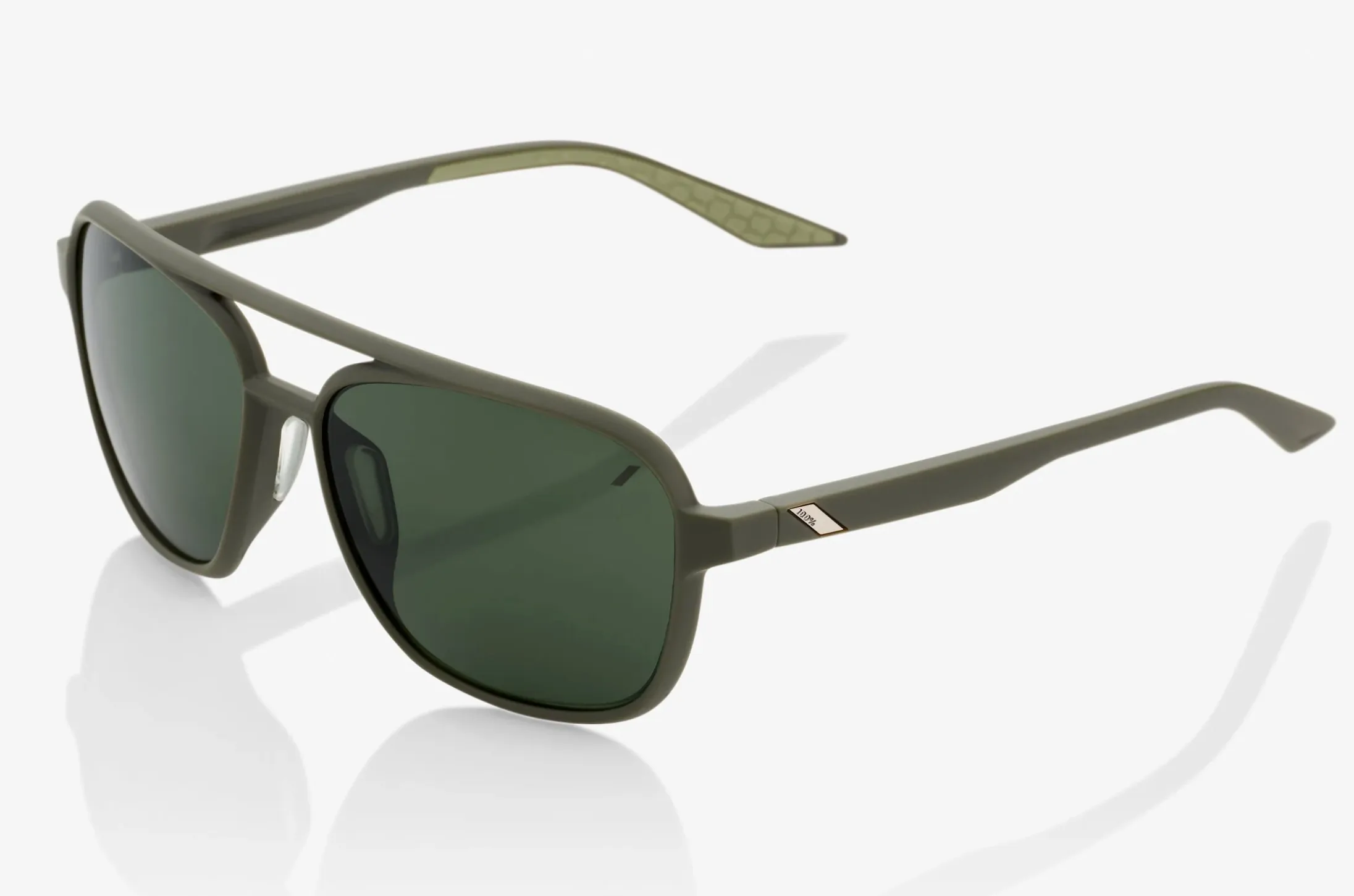 100% Sunglasses - Kasia - Soft Tact Army Green - Grey Green Lens