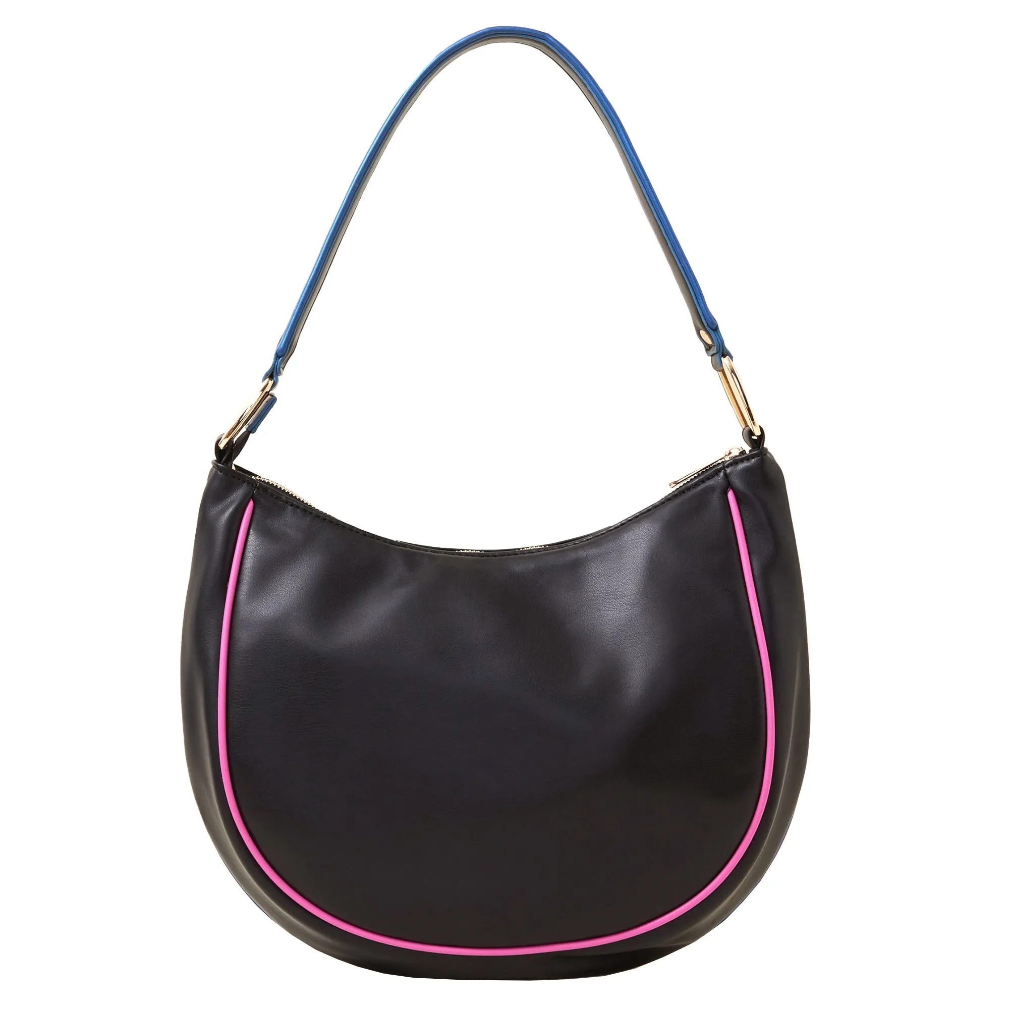 Accessorize London Women's Black Piped Shoulder Bag