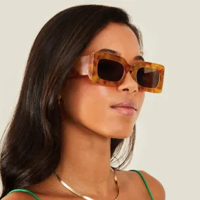 Accessorize London Women's Chunky Amber Rectangle  Sunglasses