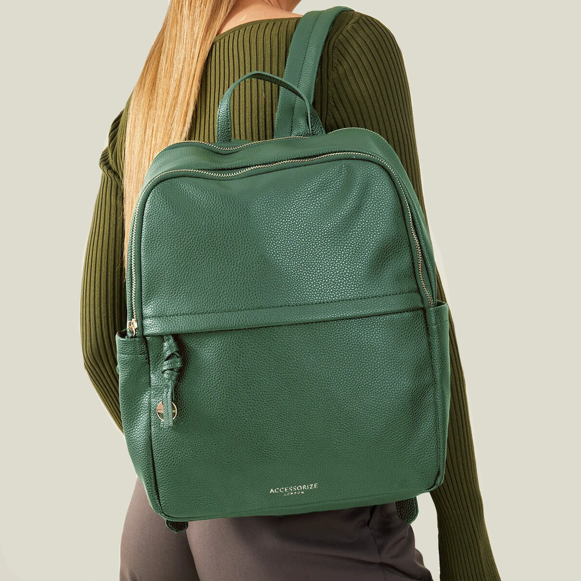 Accessorize London Women's Green Zip Around Backpack