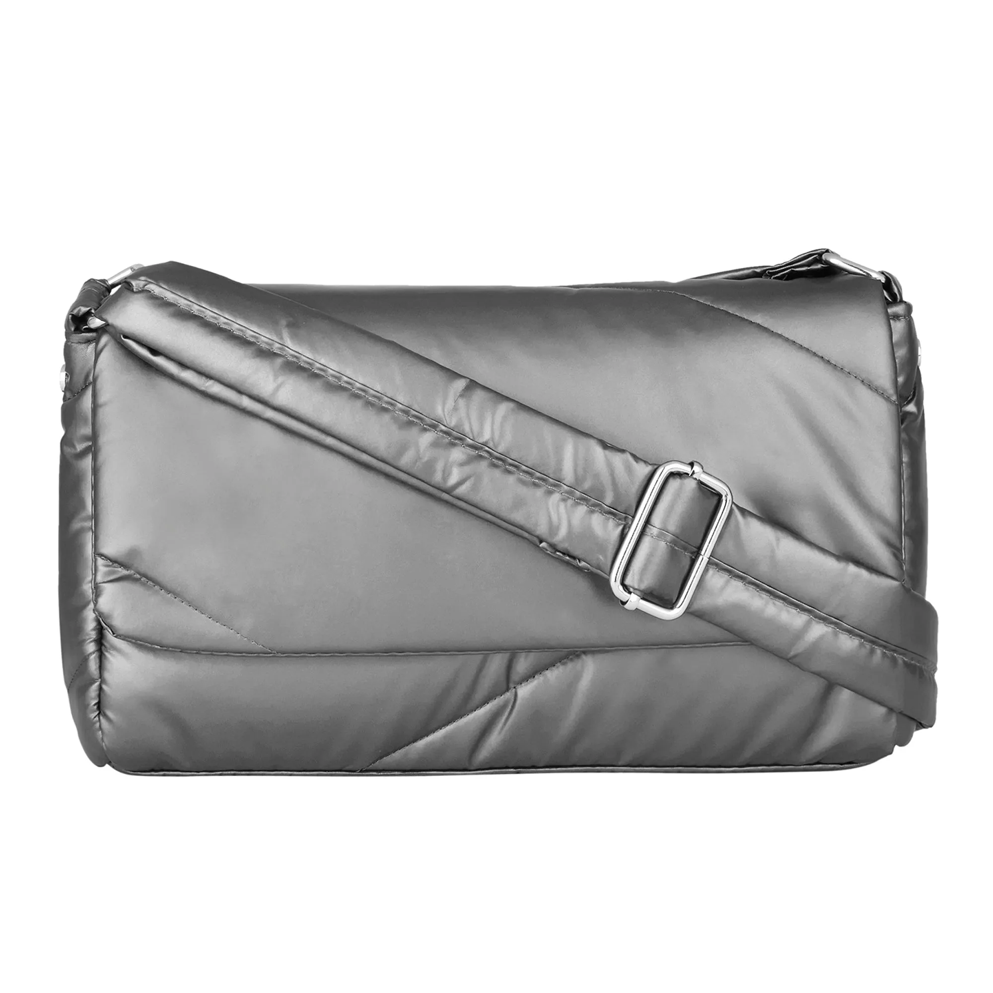 Accessorize London Women's Silver Metallic Crossbody Bag