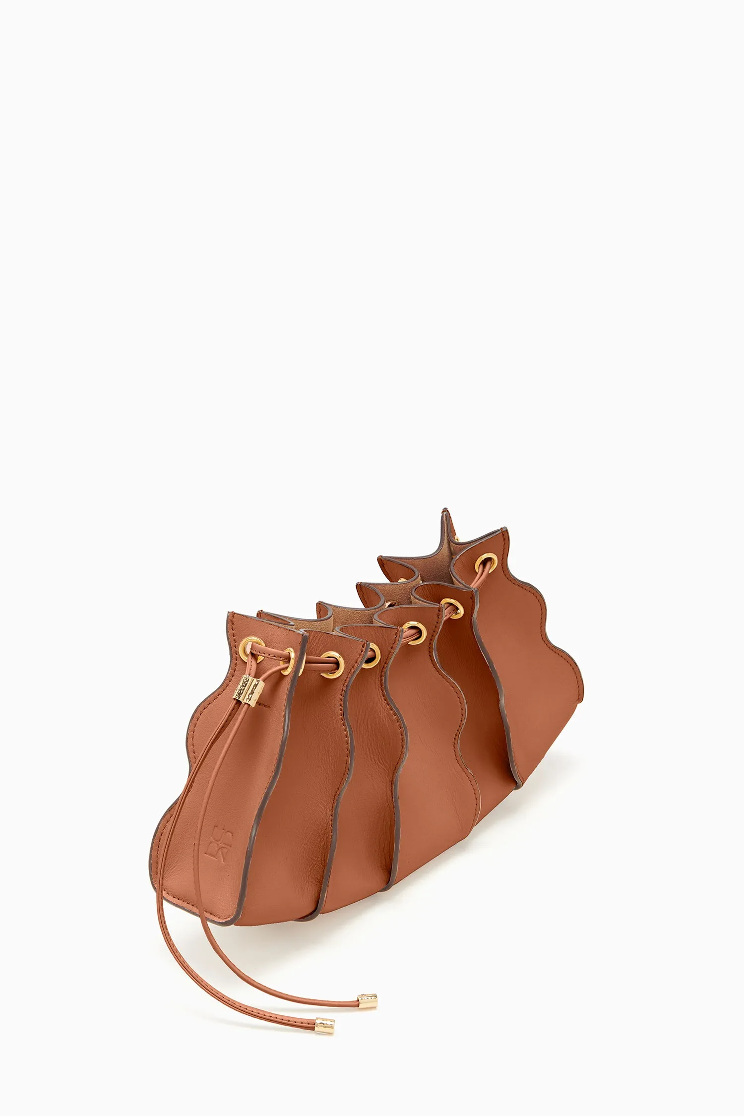 Adria Pleated Wave Clutch - Pecan Brown