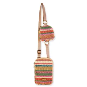 Alessia Straw Small Crossbody in Pink