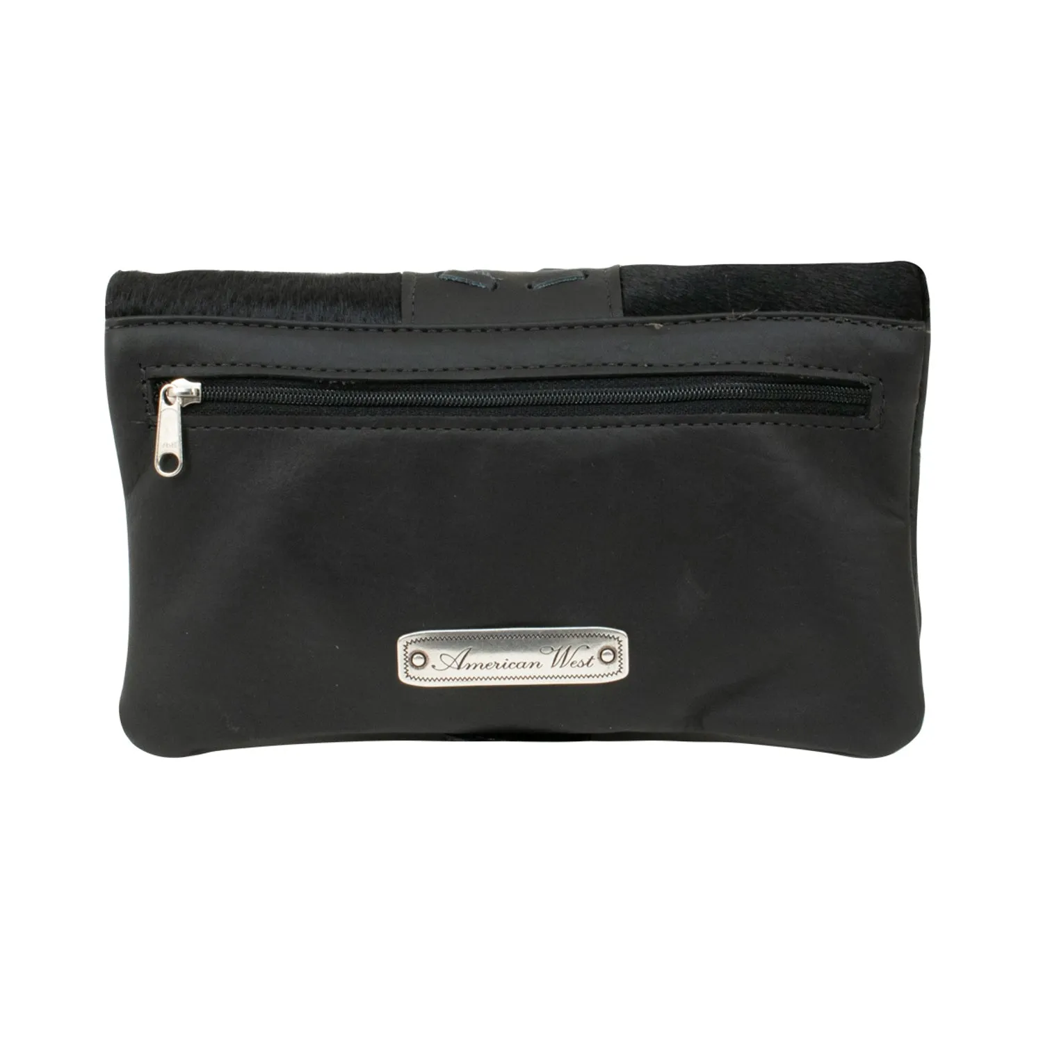 American West Grab-and-Go Black Hair-On Leather Foldover Crossbody Bag