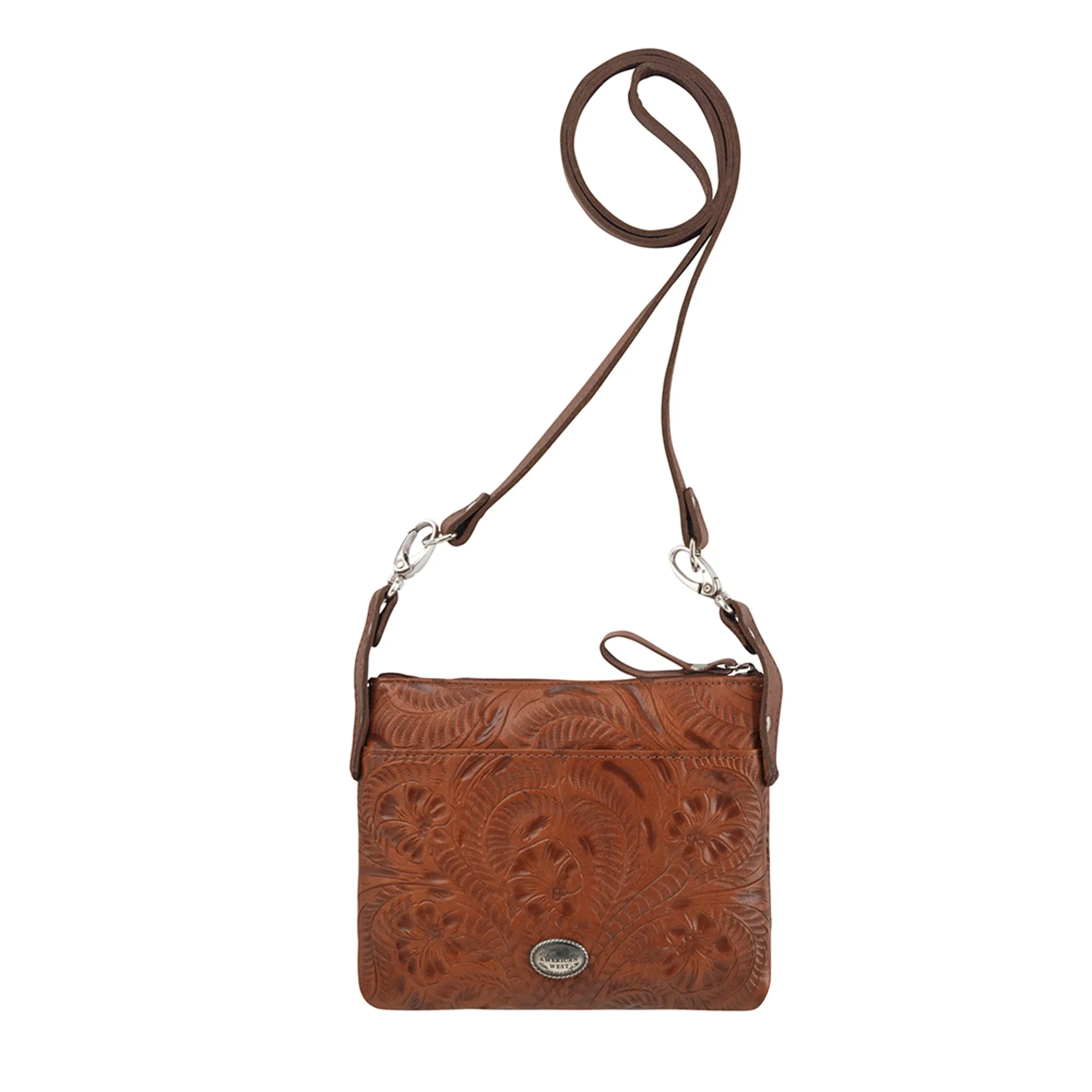 American West Trail Rider Antique Brown Leather Hip Crossbody Bag