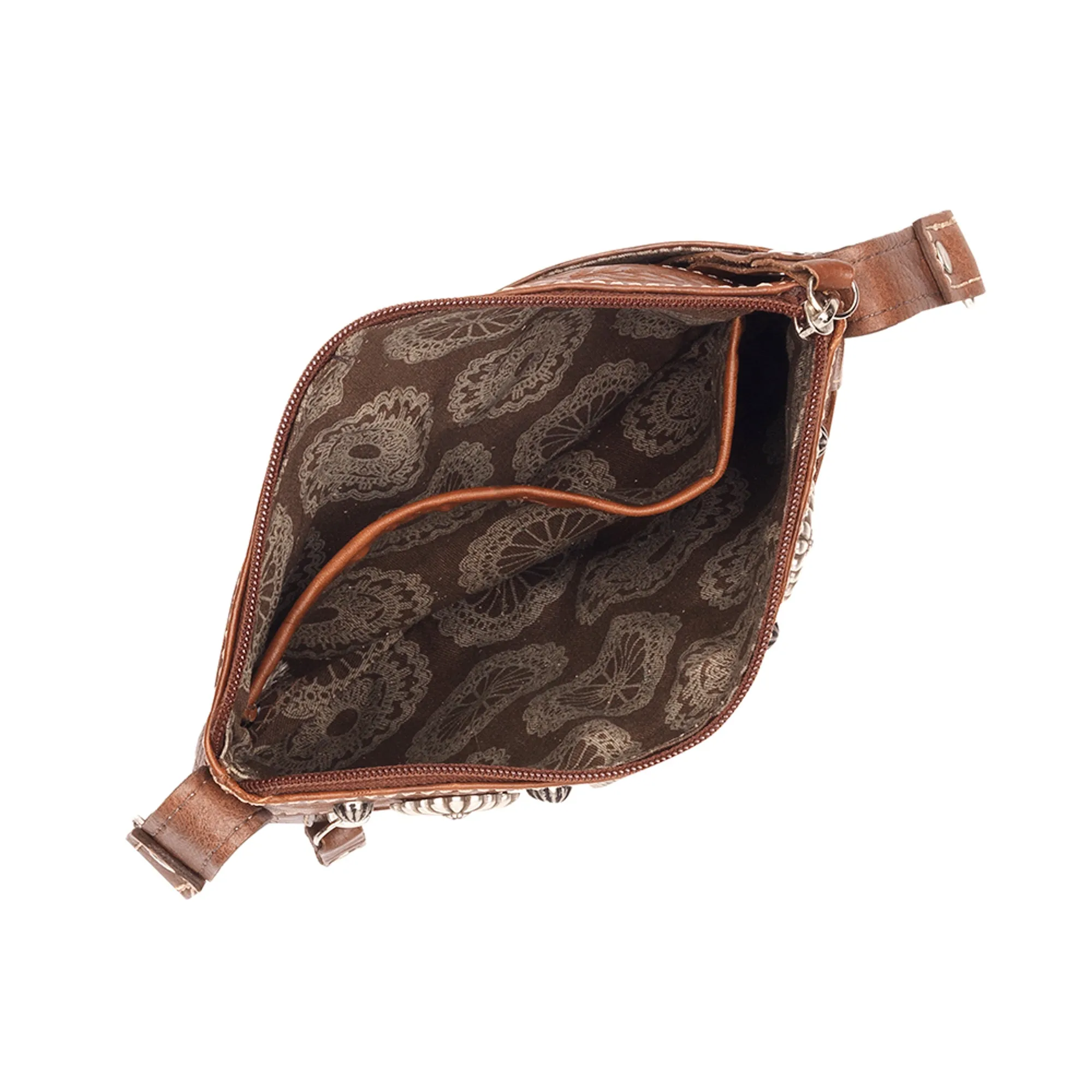 American West Trail Rider Antique Brown Leather Hip Crossbody Bag