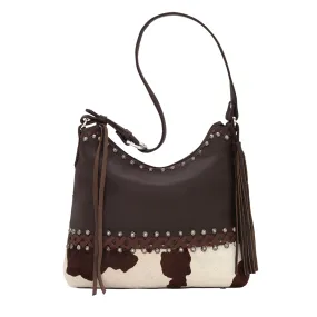 American West Wild Horses Pony Hair-On Leather Zip Top Shoulder Bag