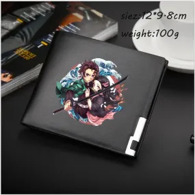 Anime Demon Slayer Wallet Kimetsu No Yaiba Cartoon Men's Short Coin Purse PU Wallet Adult Kids Card Holder Purse Children Gift