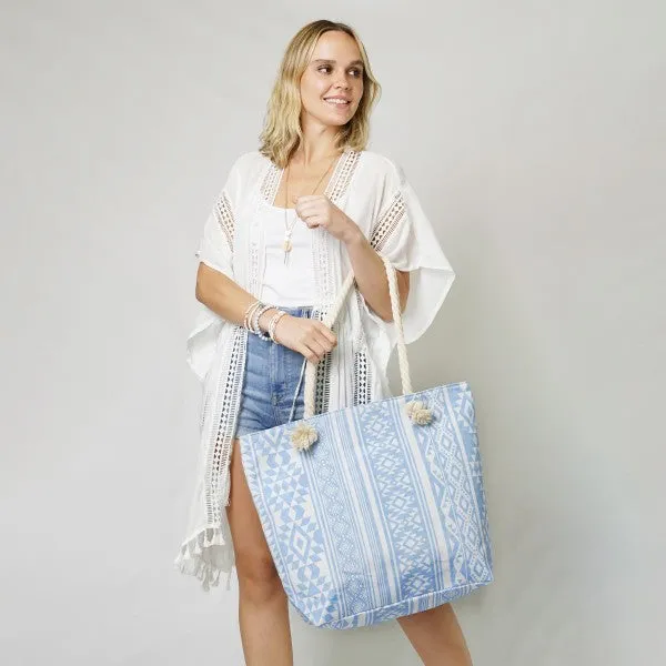 Aztec Beach Tote in Blue