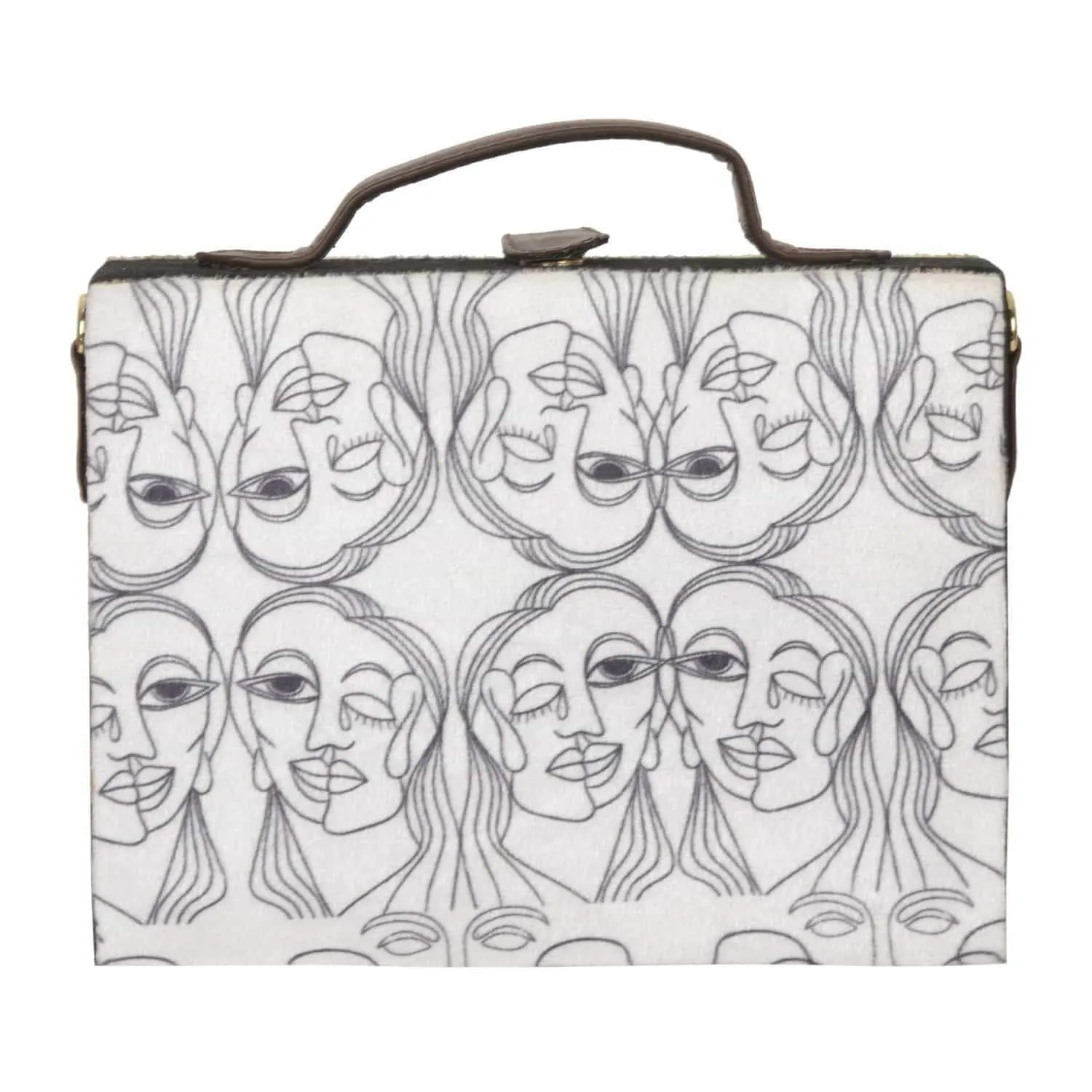 Black and White faces print  Sling Bag for women