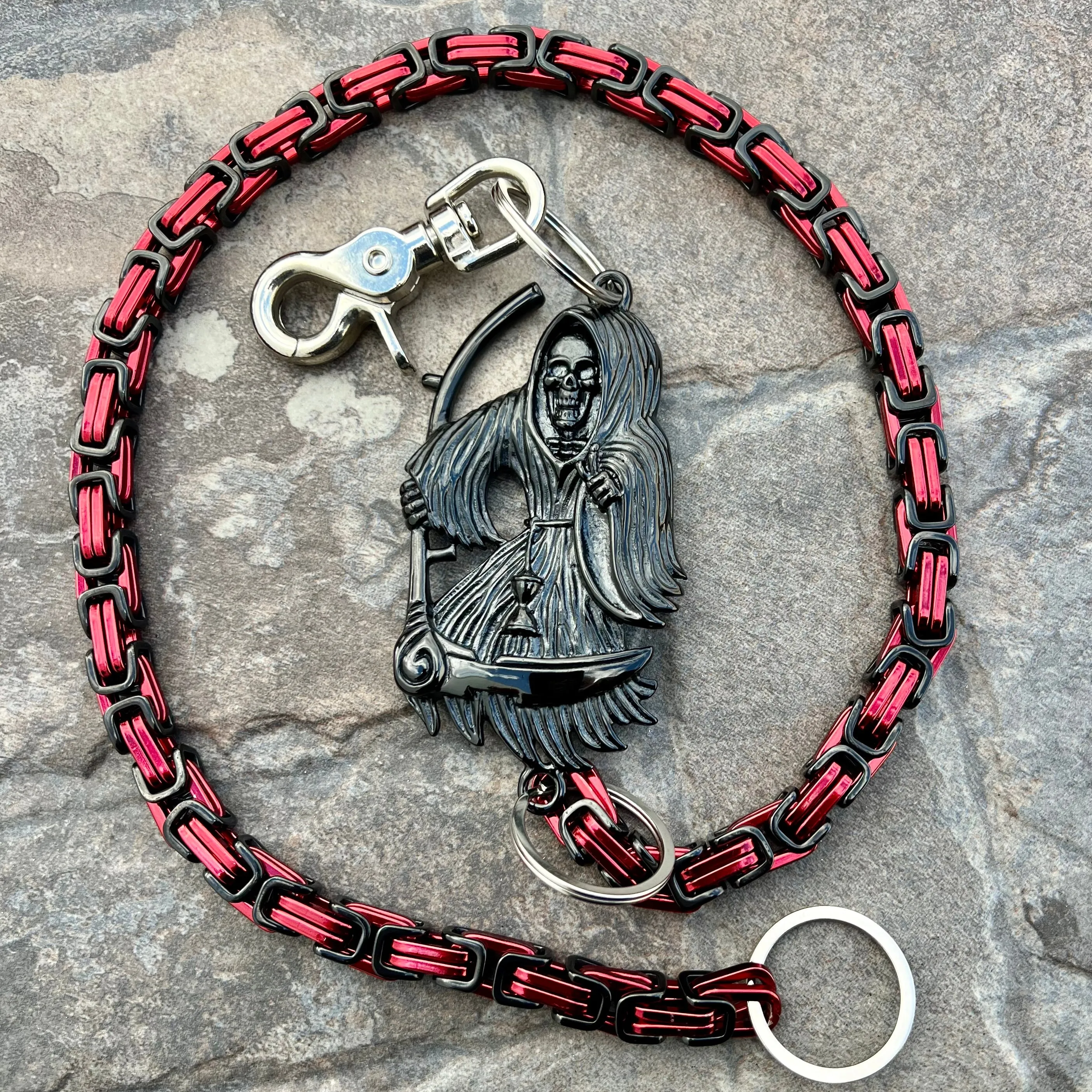 Black Grim Reaper Wallet Chain - Black & Red Daytona Heritage - WC15H