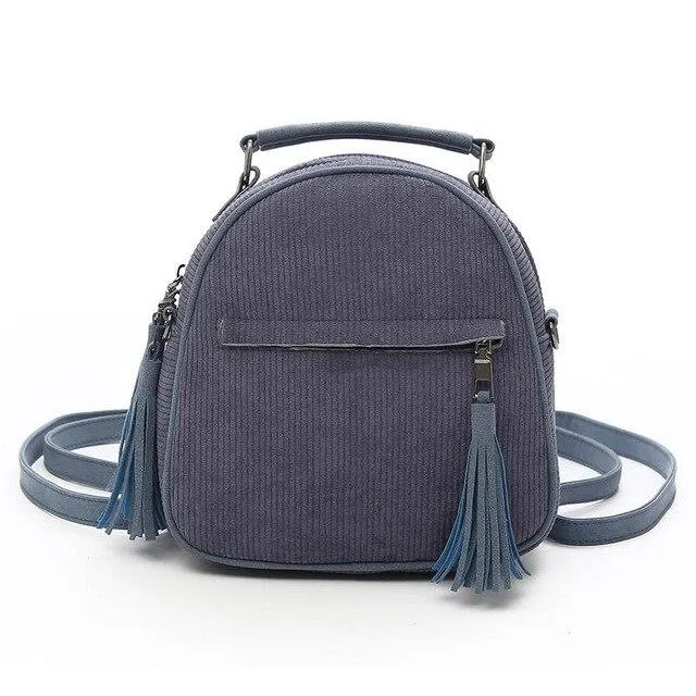 Bohemian Corduroy Small Tassel 20 Litre Backpack