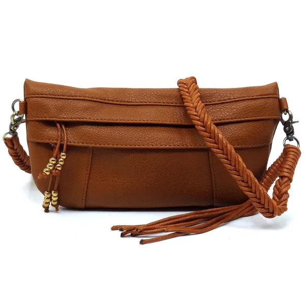 Braided Tassel Strap Crossbody Bag