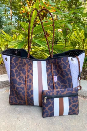 Brown Leopard Neoprene Tote Bag