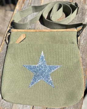 Canvas Star Messenger Bag - Khaki