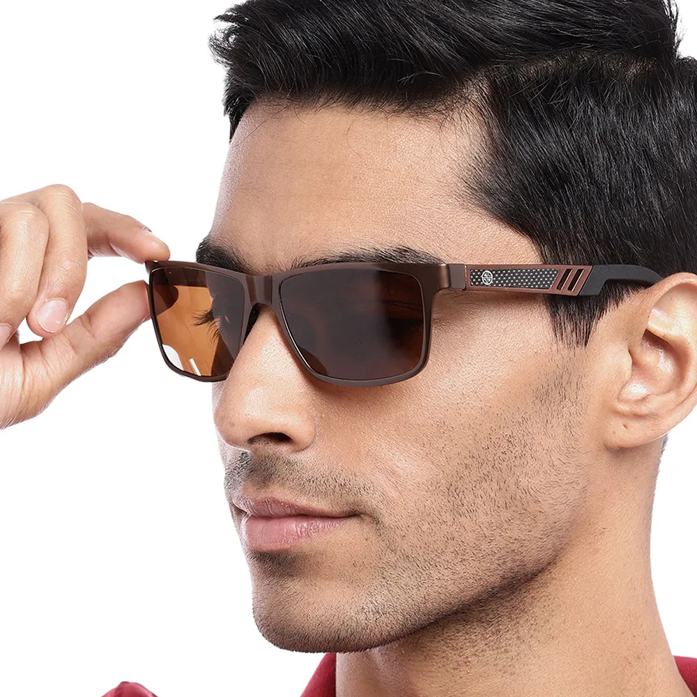 Carlton London Premium Brown Toned Polarised And Uv Protected Lens Square Sunglasses For Men