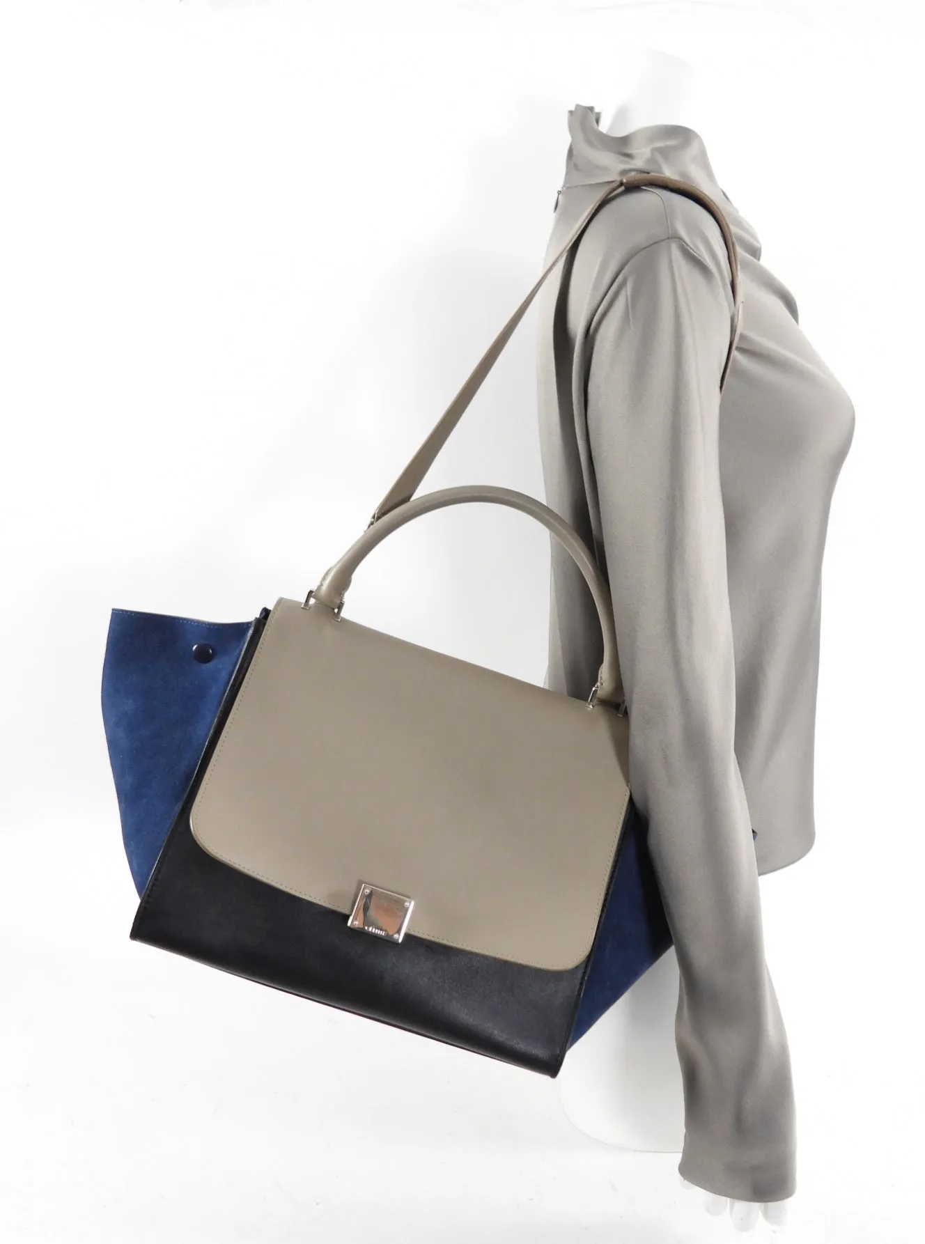 Celine Tricolor Trapeze Medium Two-Way Bag