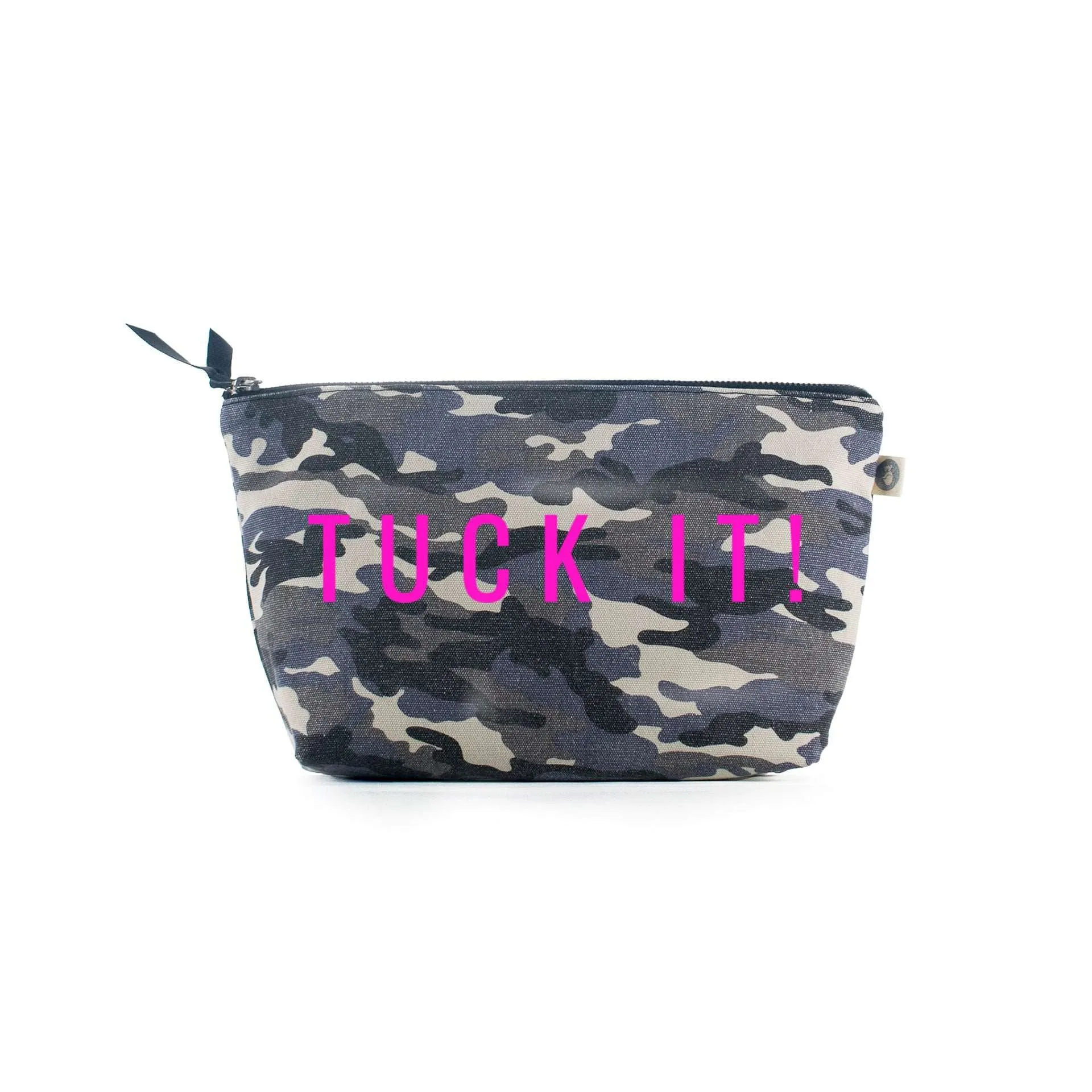 Clutch Bag Grey Camouflage with Neon Pink Tuck It!