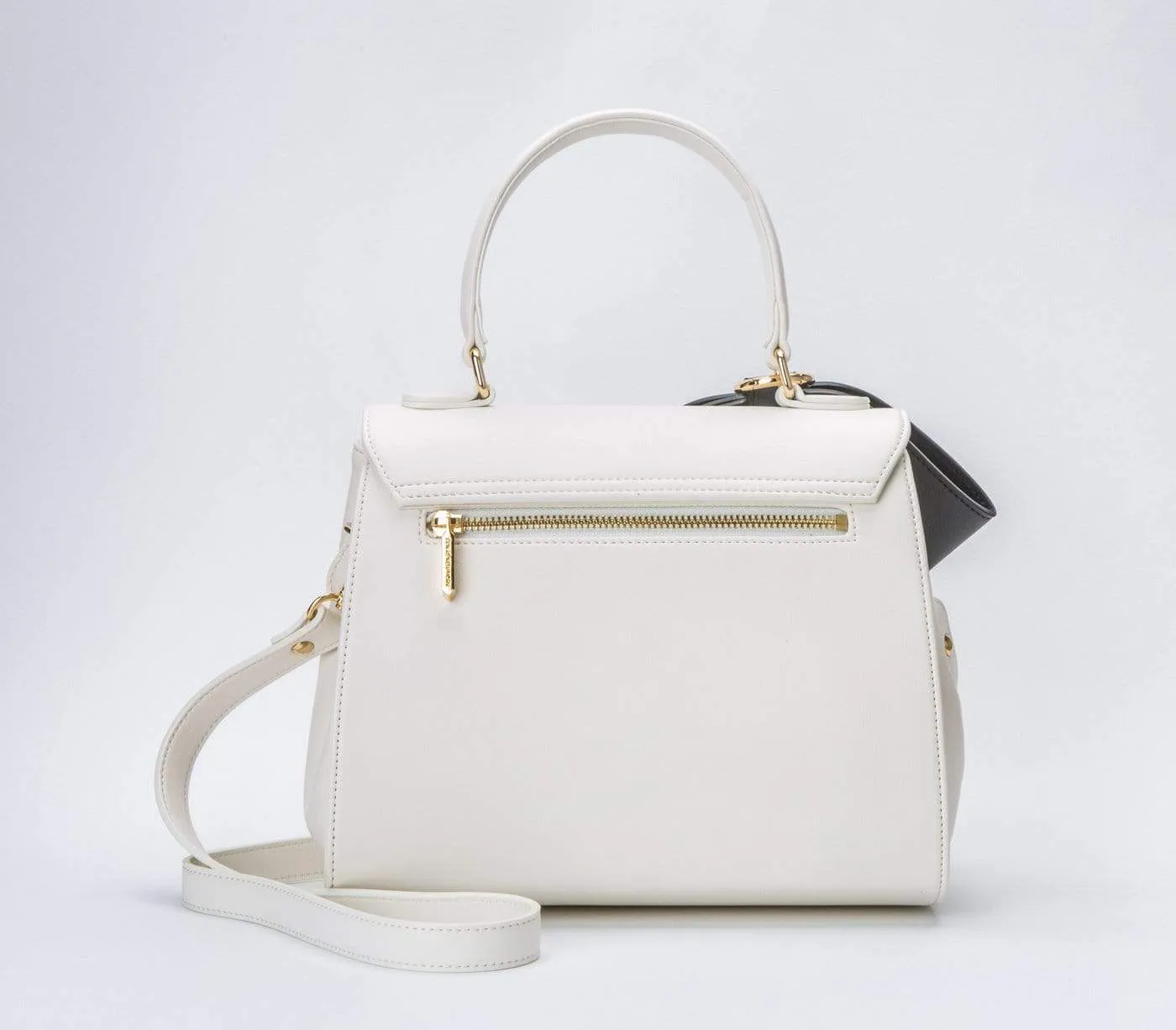 Cottontail Vegan Leather Handbag | White/Black