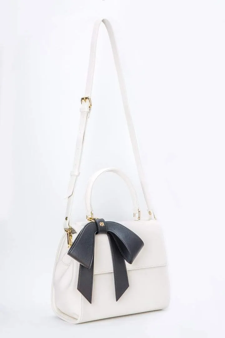 Cottontail Vegan Leather Handbag | White/Black