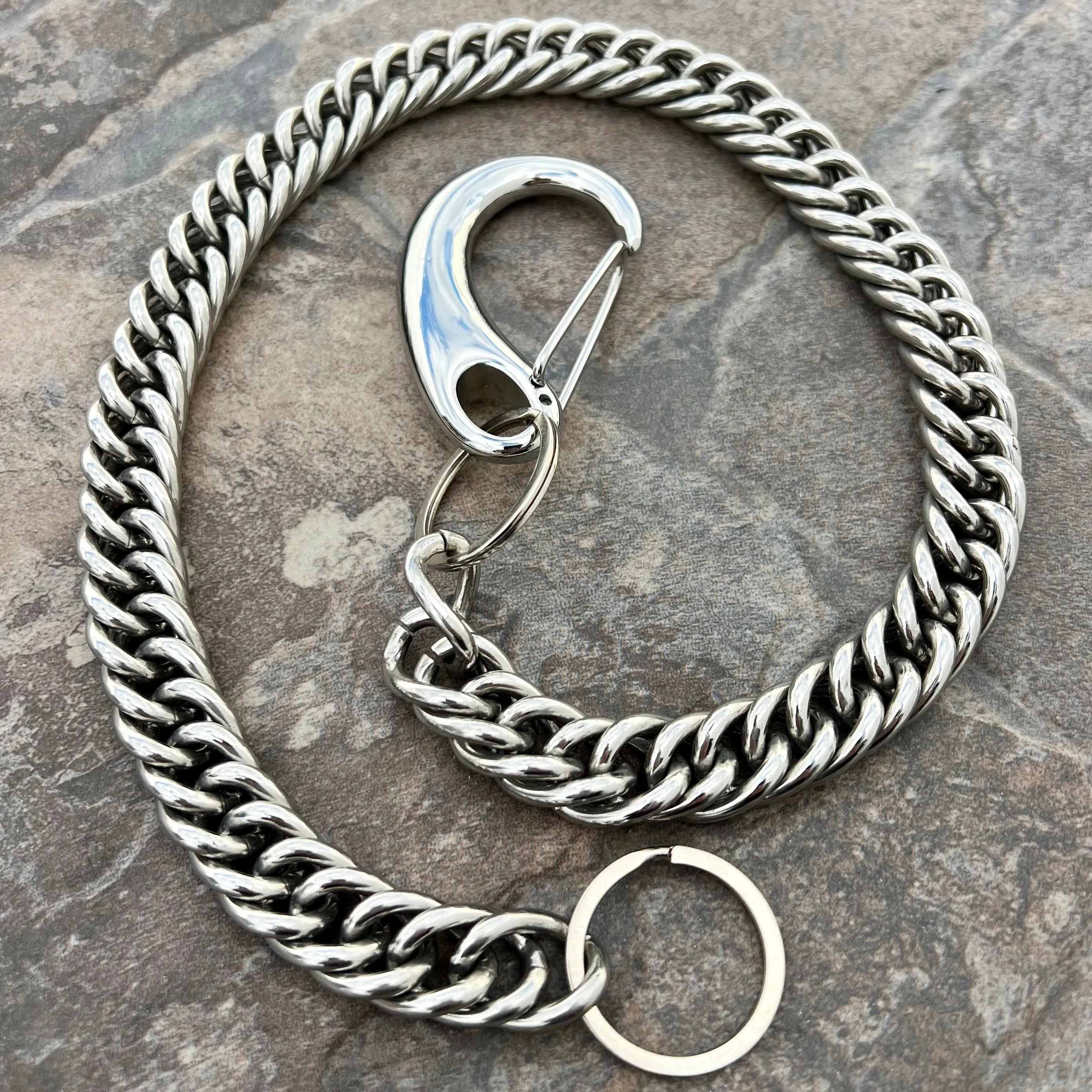 Curb Chain Wallet Chain Silver - W/ Sanity’s Polished Hook Clip - WC01