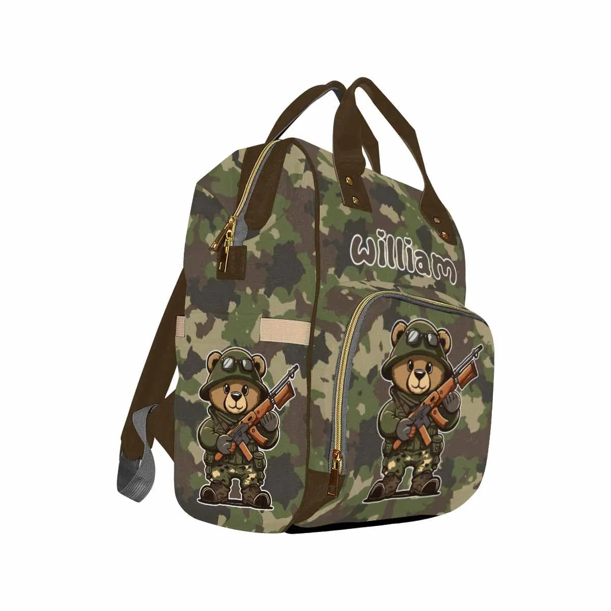 Custom Name Army Green Diaper Bag Backpack Kid's School Bag