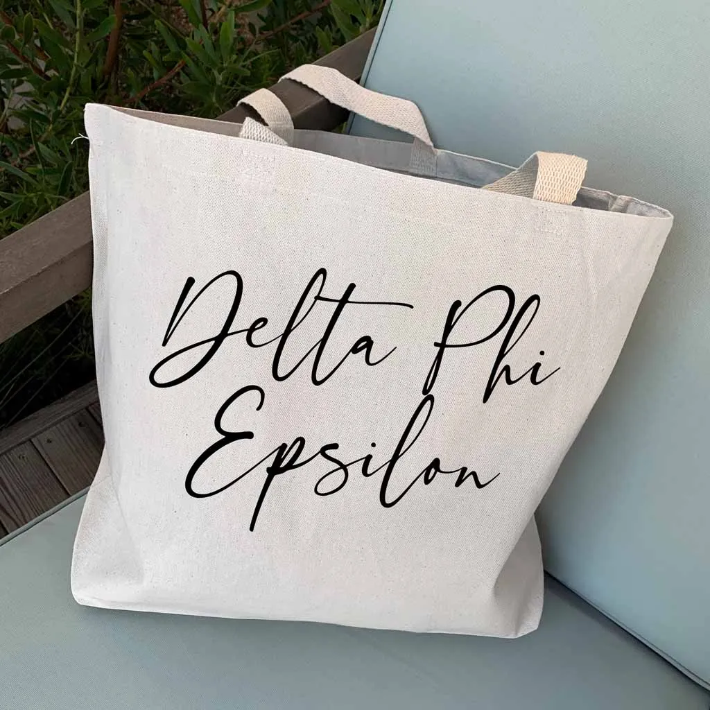 Delta Phi Epsilon Script Writing Nickname Canvas Tote Bag