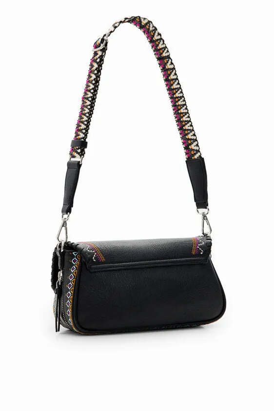 Desigual Midsize Embroidered Crossbody Bag - Black/Multi