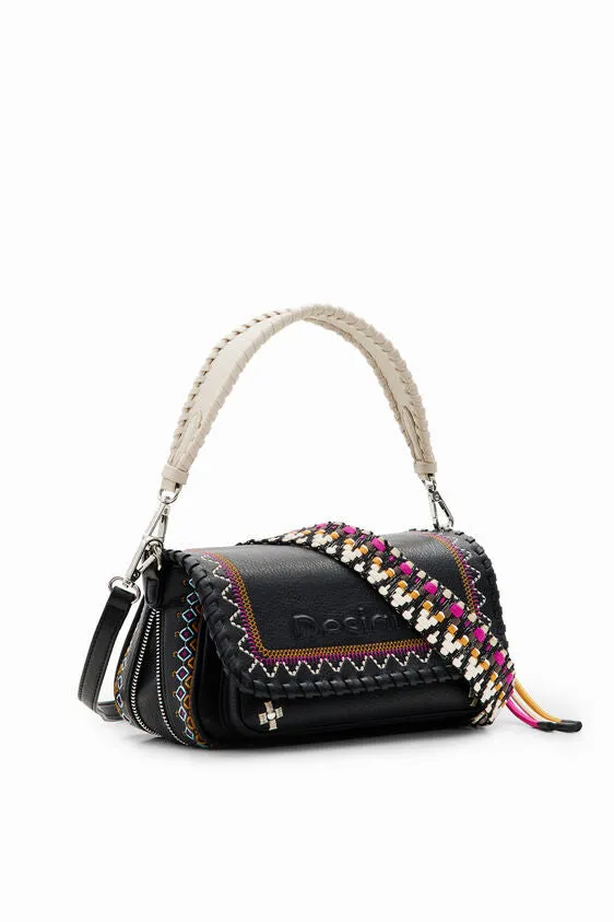 Desigual Midsize Embroidered Crossbody Bag - Black/Multi