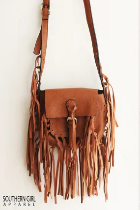 Faux Leather Fringe Crossbody Bag