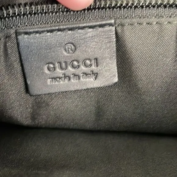 GucciBlackCanvas Logo With Leather Trim Cross Bag