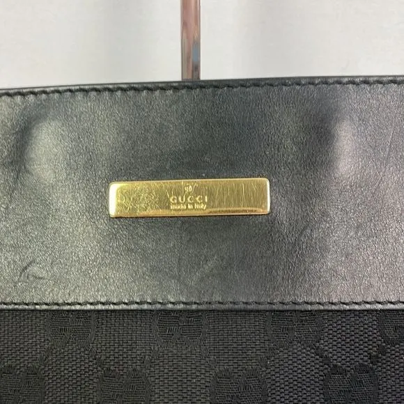 GucciBlackCanvas Logo With Leather Trim Cross Bag