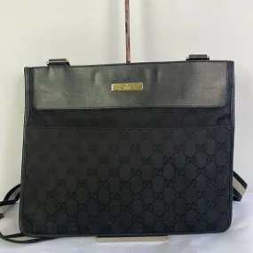 GucciBlackCanvas Logo With Leather Trim Cross Bag