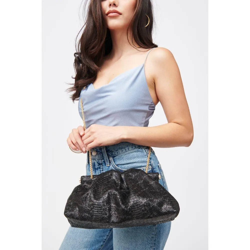 Kira Clutch in Snakeskin Black