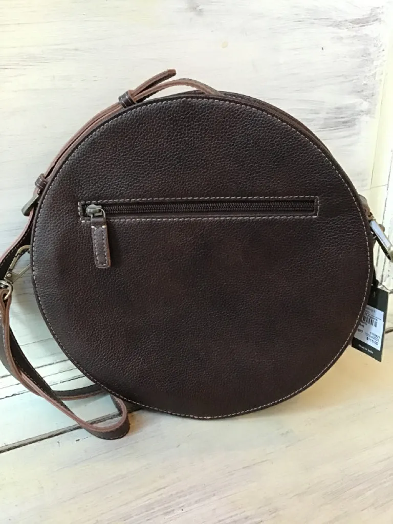 Leather Tooled Canteen Circle Crossbody