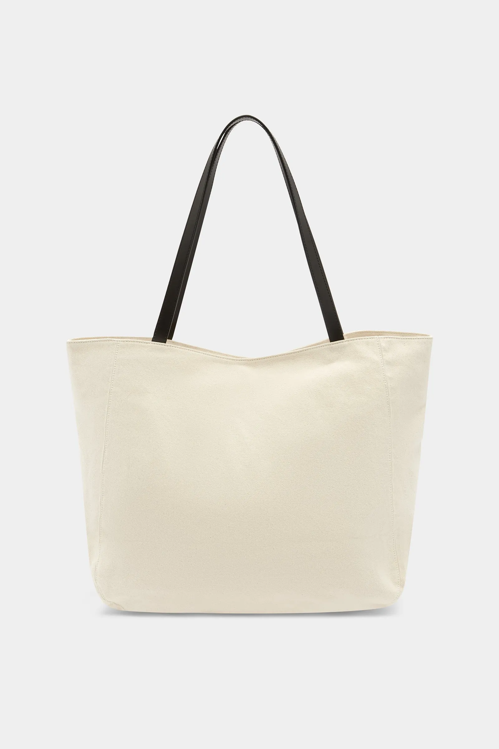 Leather Trim Canvas Tote