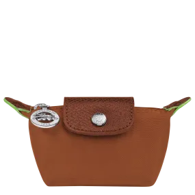 Longchamp Le Pliage Green Coin Purse Cognac Canvas