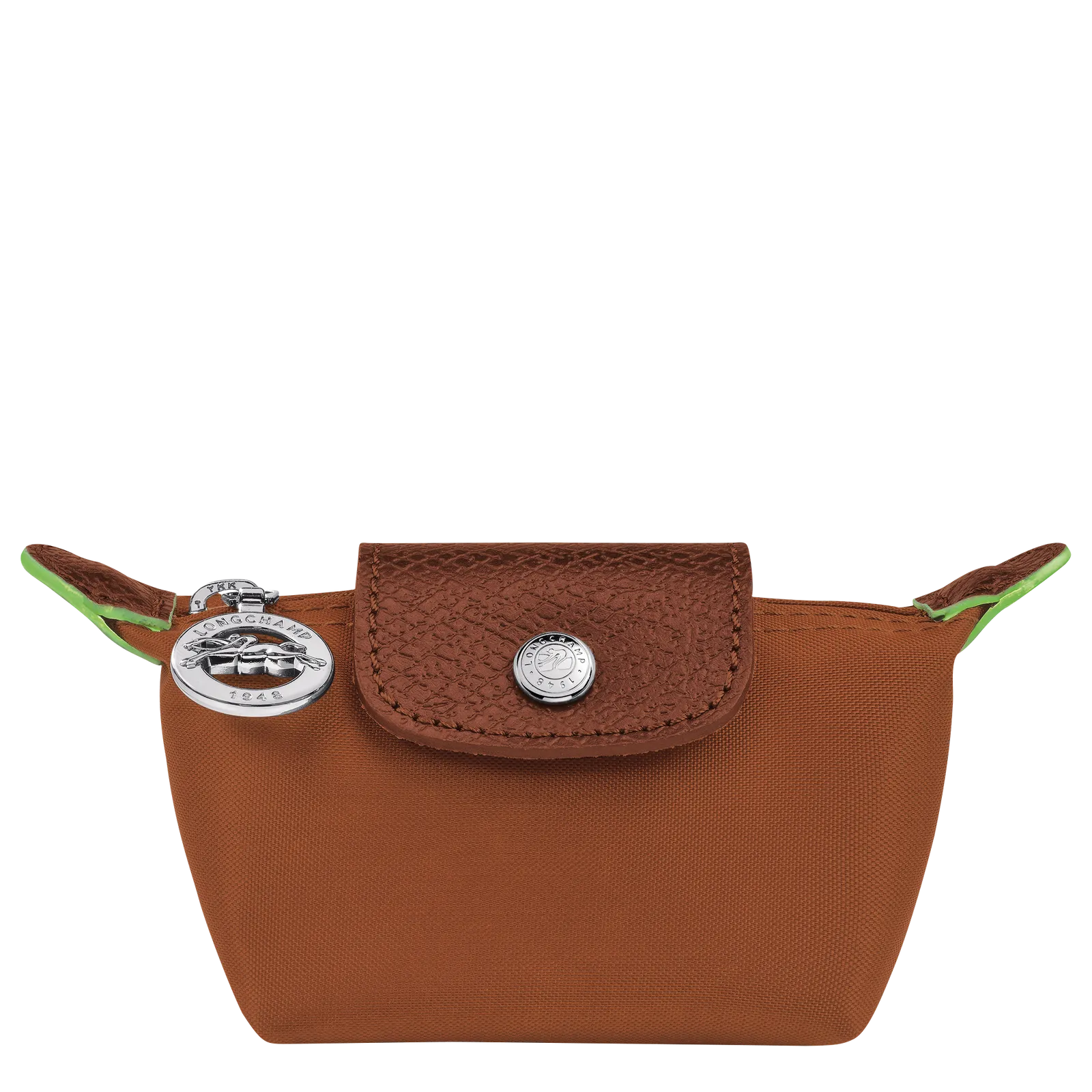 Longchamp Le Pliage Green Coin Purse Cognac Canvas