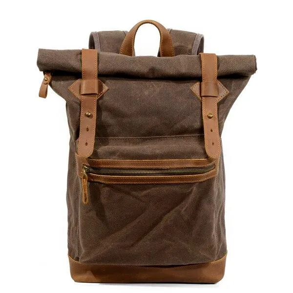 Luxury Canvas Leather Waterproof Backpack 20 Litre for Students