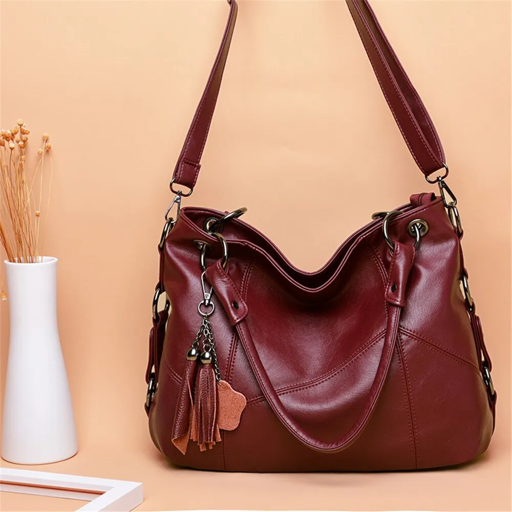 Luxury Designer Tassel Leather Crossbody Bag, Tote Bag and Handbag