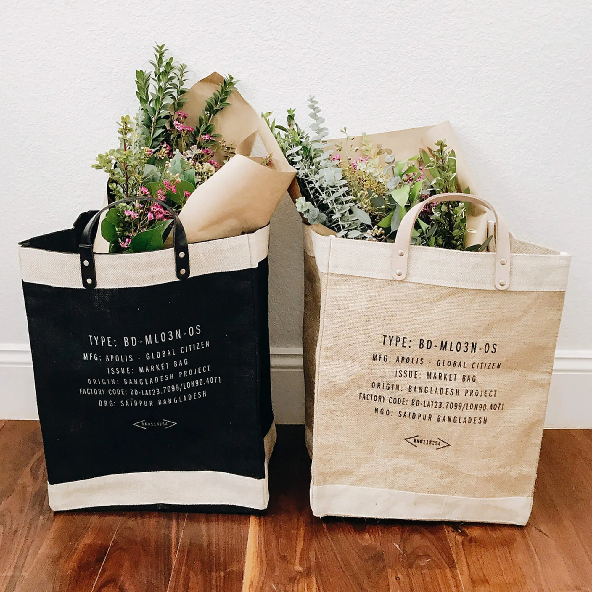 Market Bag in Black Palm Tree by Amy Logsdon