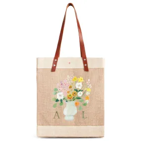 Market Tote in Natural Bouquet with White Vase by Amy Logsdon