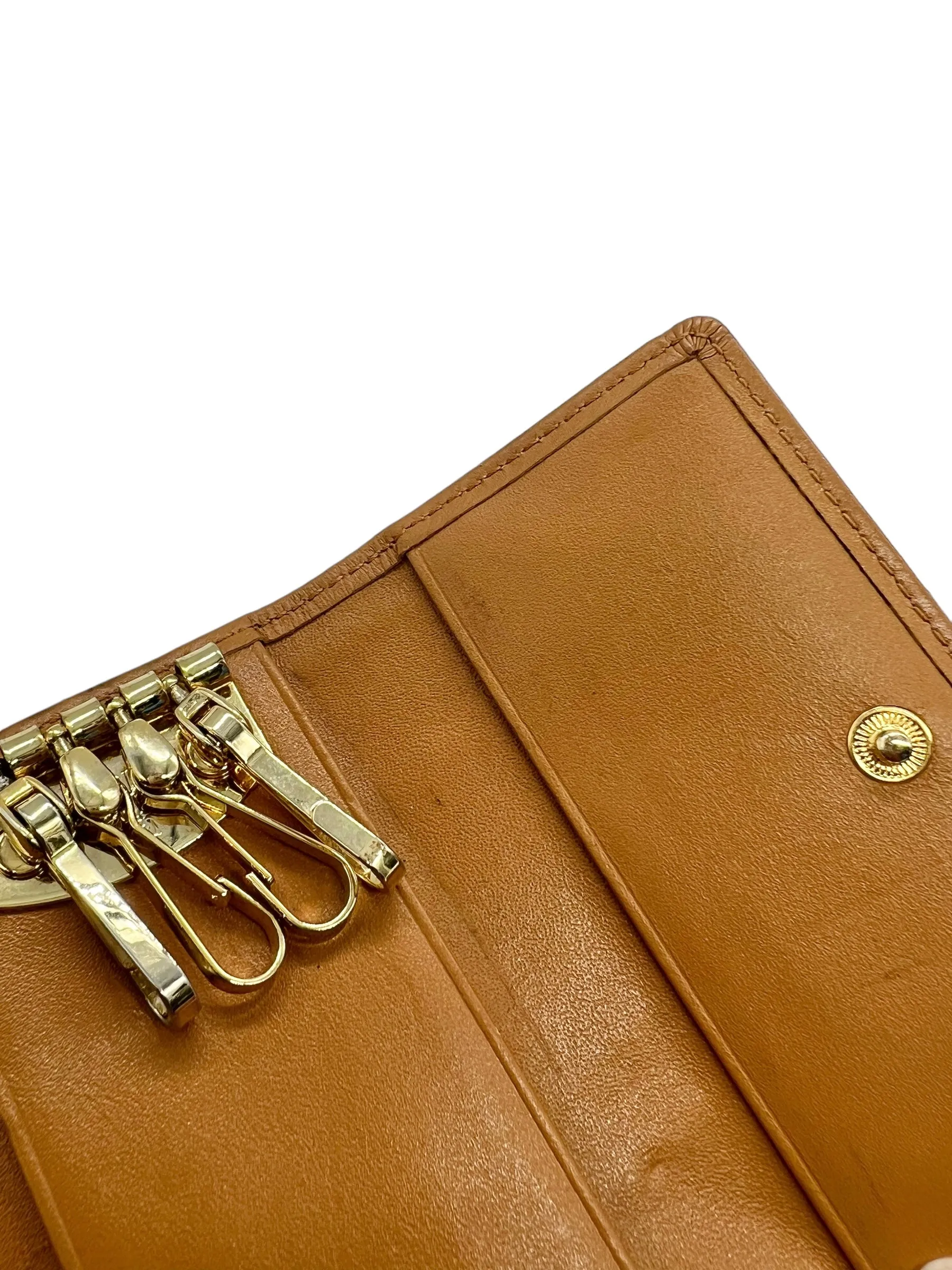 MCM Tan Visetos Key Holder Wallet