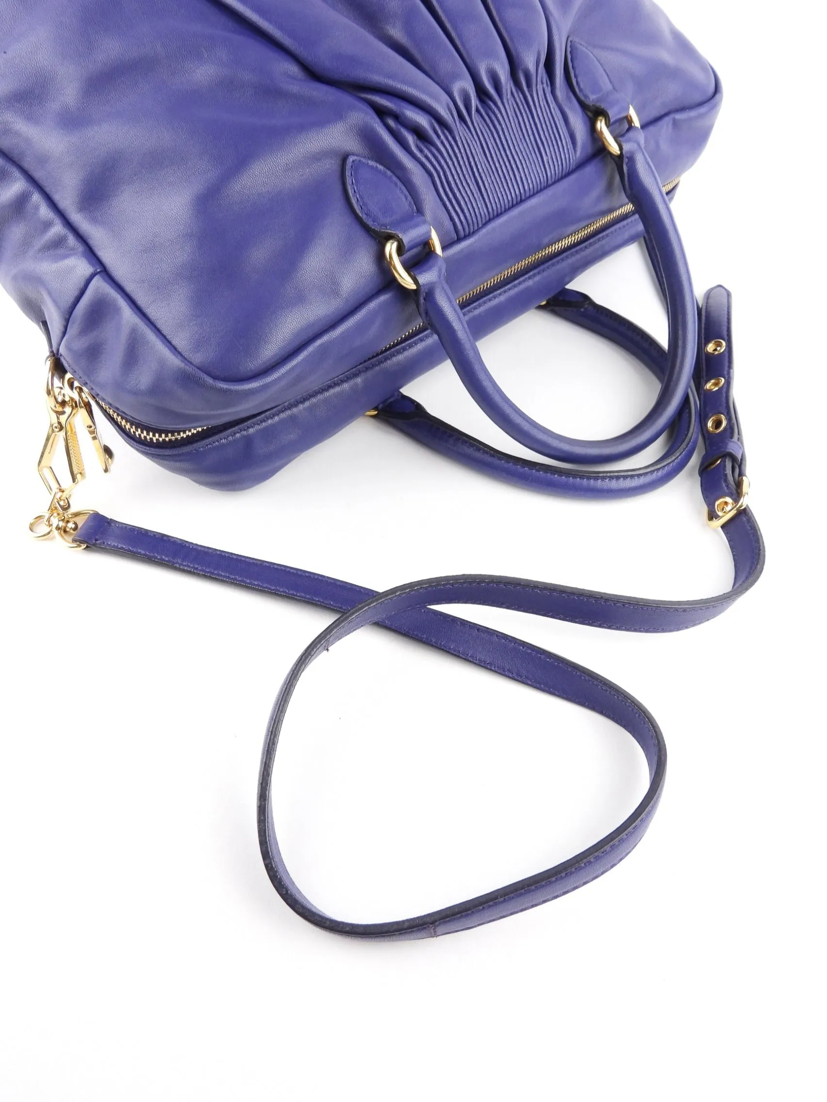 Miu Miu Purple Leather Two Way Handbag