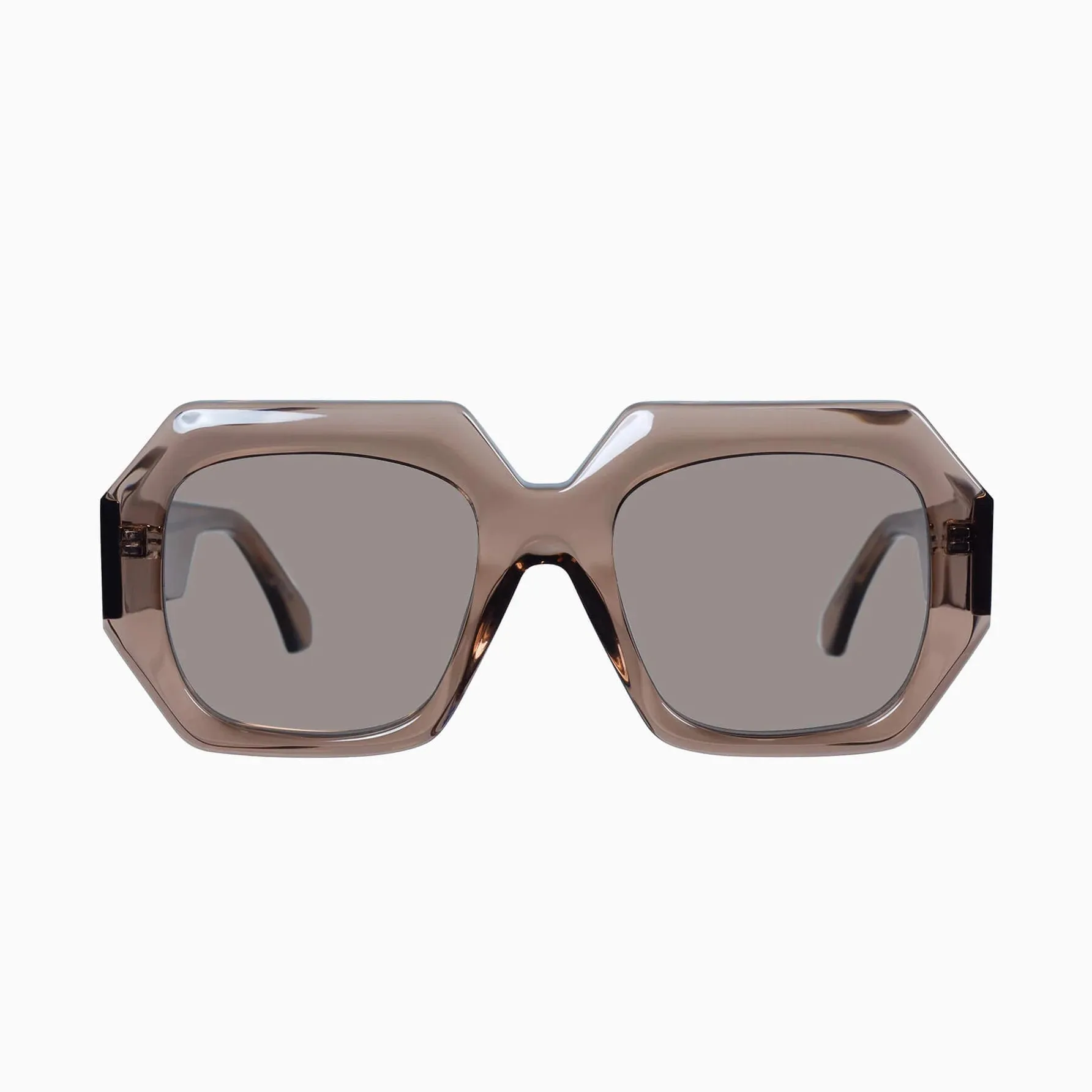 Monolith | Sunglasses - Transparent Mocha w. Gold Metal Trim / Light Brown Lens