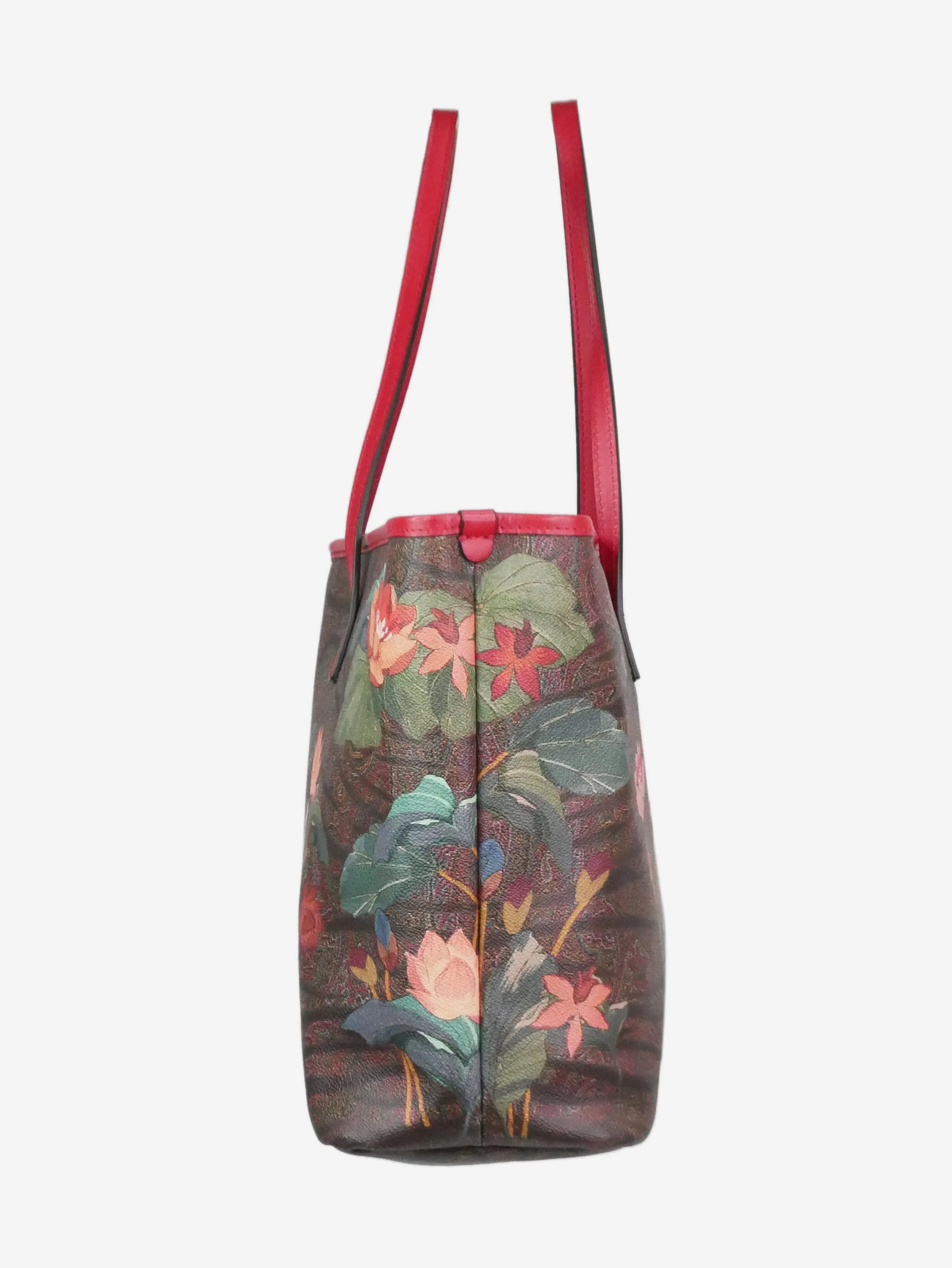 Multicolour tiger and water lily printed tote bag