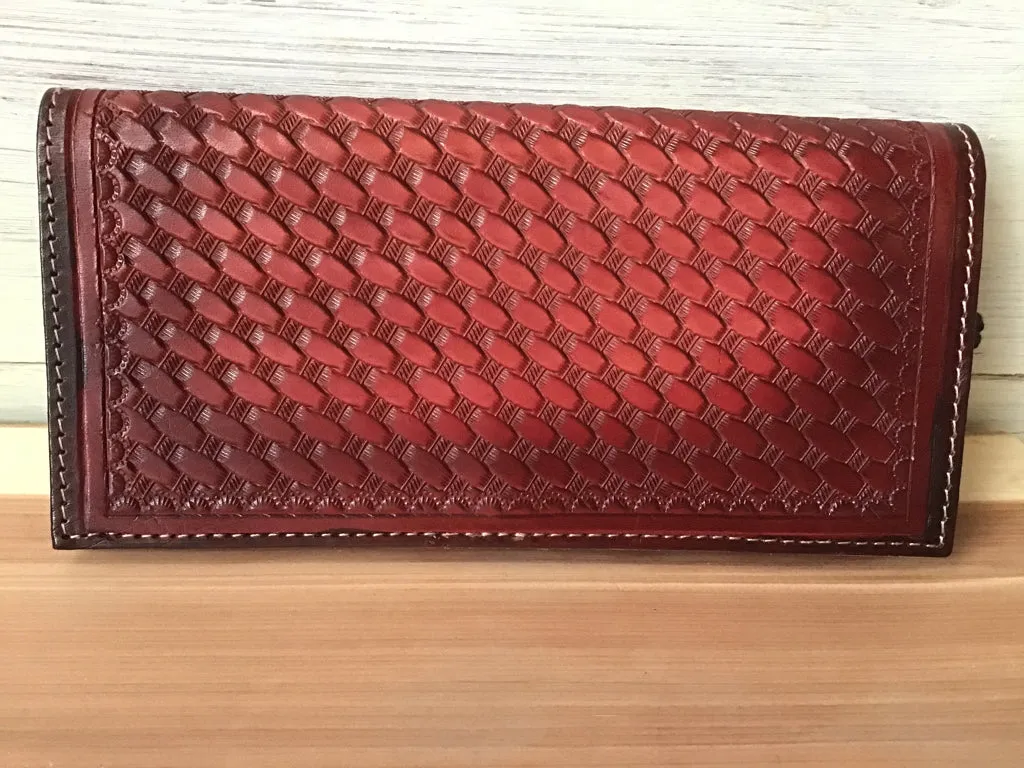 Myra Bag Red Tooled Flap Checkbook Wallet