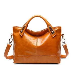 Oil Wax PU Leather Tote Bag, Shoulder Bag and Handbag