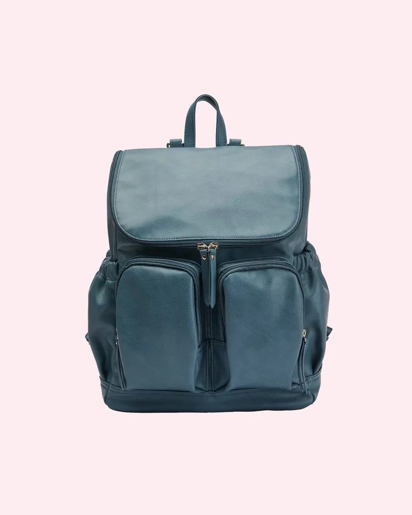 OiOi Signature Nappy Backpack - Stone Blue Vegan Leather