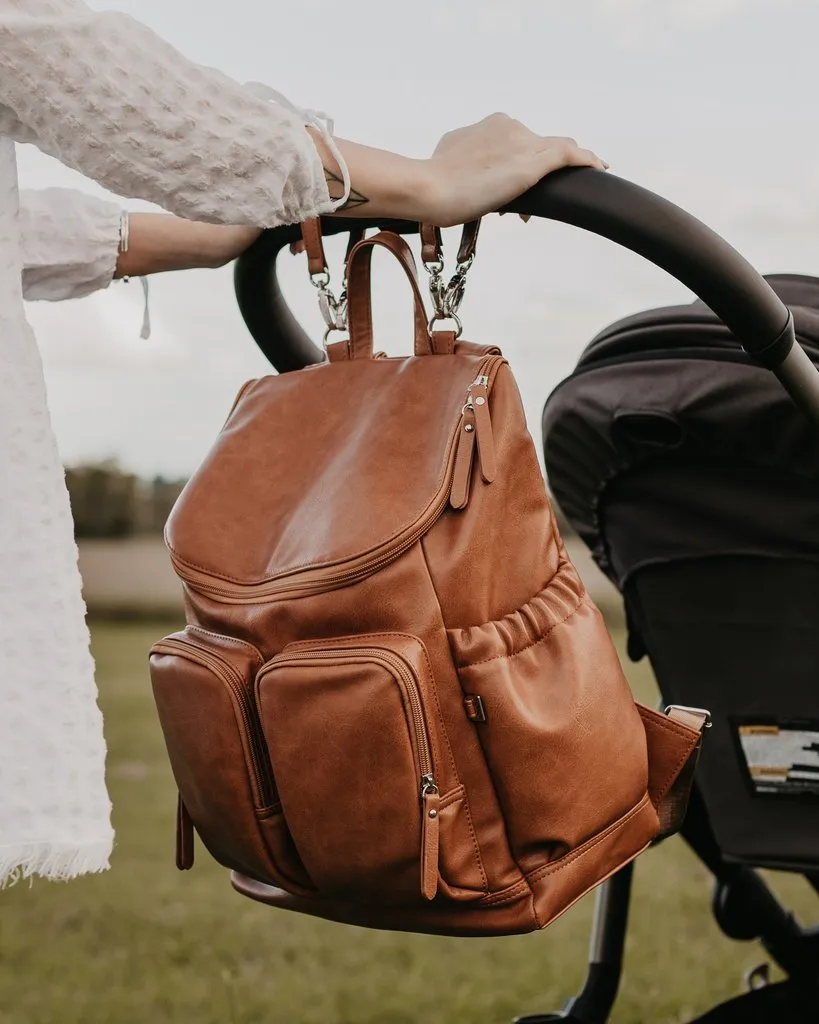 OiOi Signature Nappy Backpack - Tan Vegan Leather